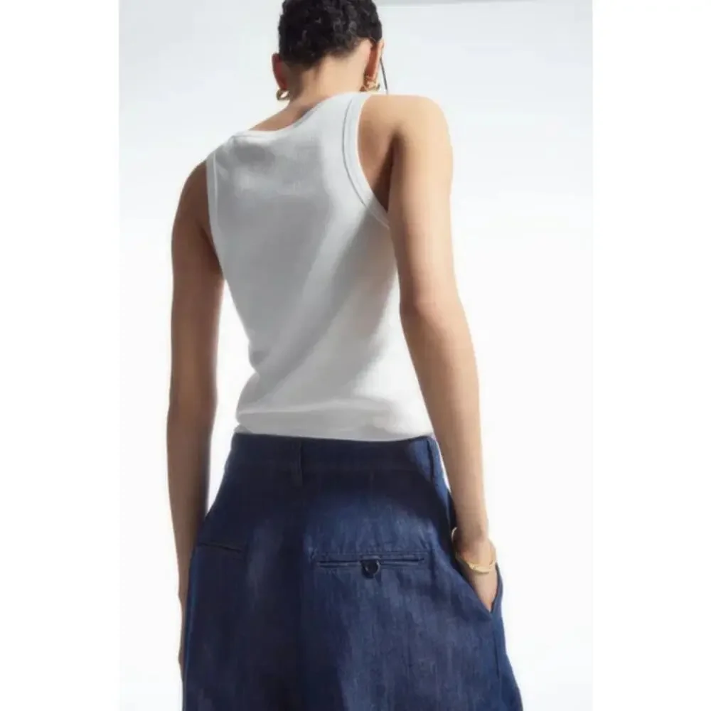 COS Wide Leg Pants Tailored Denim Trousers 2 Blue High Rise 1222522 NEW